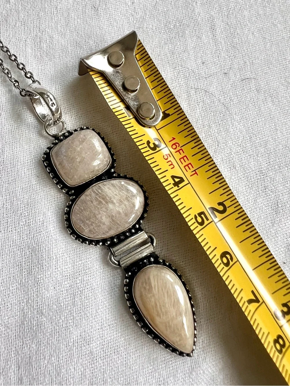 925 Peach Moonstone w/ Subtle Purple Flash Necklace Pendant